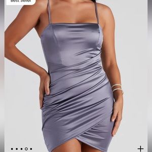 wrapped satin windsor mini dress (hoco)